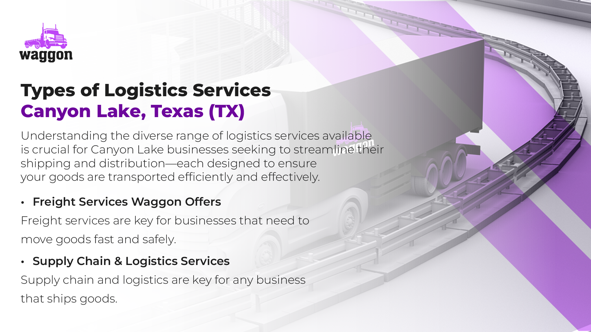 Types of Logistics Services in Canyon Lake, Texas (TX)