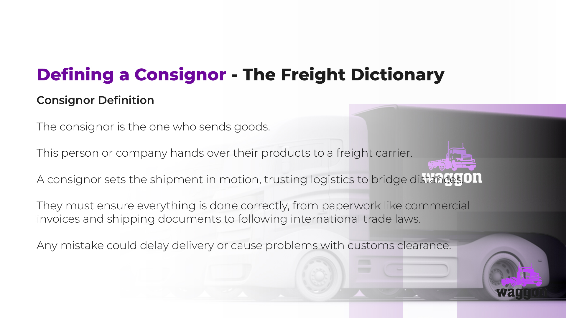 Consignor - The Waggon Freight Dictionary