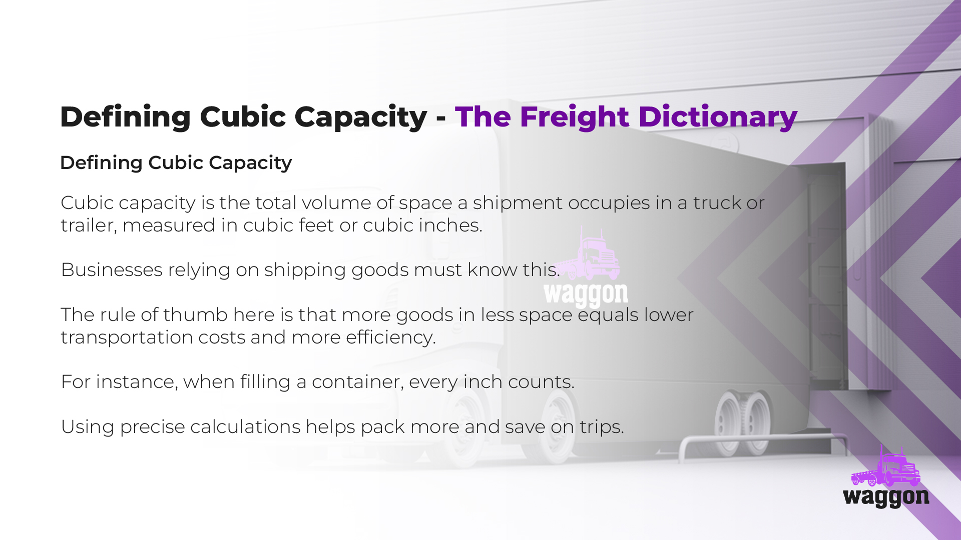 Cubic Capacity - The Waggon Freight Dictionary