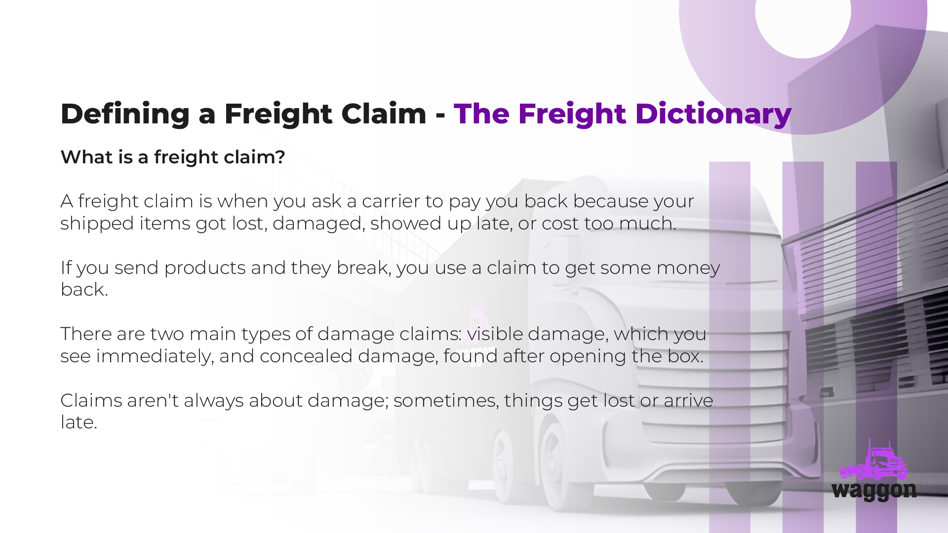 Freight Claim - The Waggon Freight Dictionary