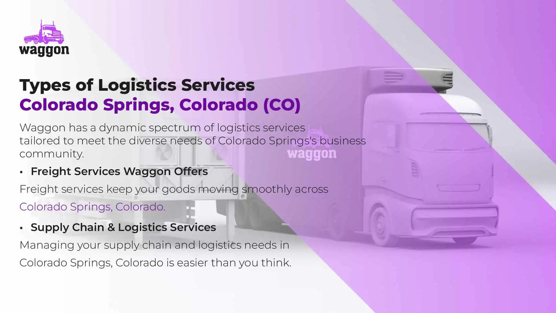 Types of Logistics Services in Colorado Springs, Colorado (CO)